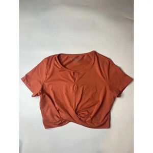 Zyia Active Orange Crop Top Womens Size 2XL Twist Front Athletic Gym Wear